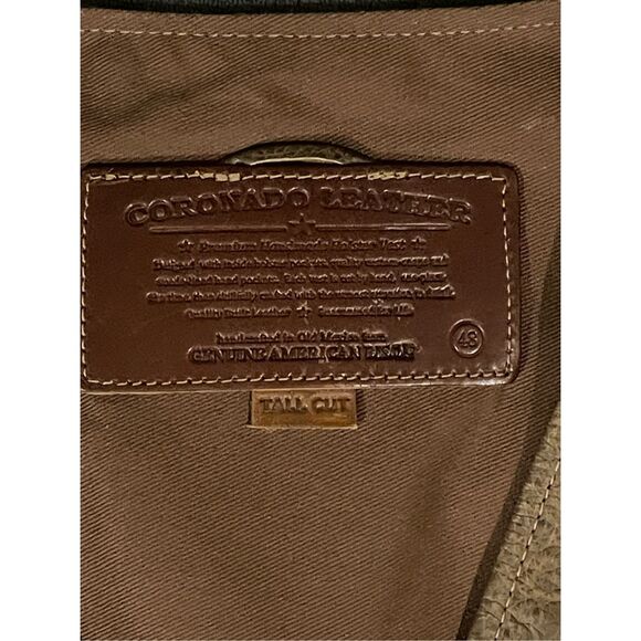 Coronado Leather Mens Vest 48Tall Cut Bison Concealed Carry Pockets Nickel snaps - Picture 6 of 16